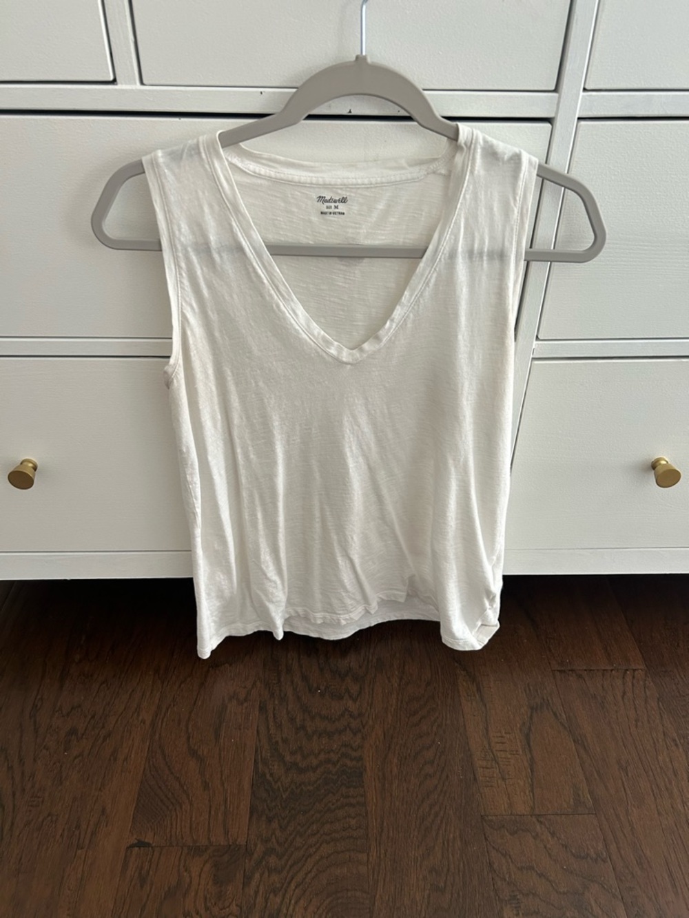 Madewell White V-Neck Cotton Tank Top